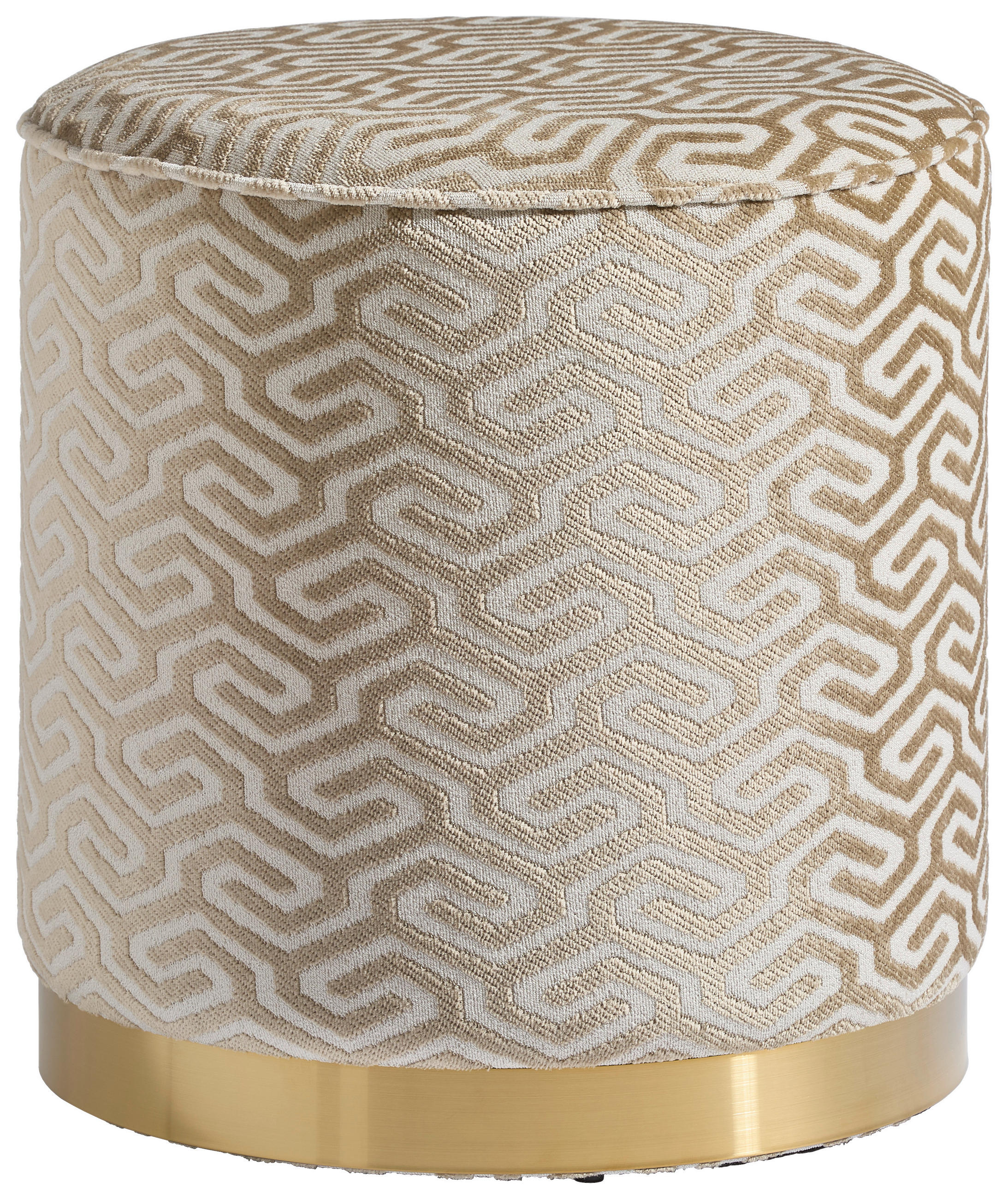 TABURET, kov, textil, kompozitní dřevo, 40/42/40 cm - bílá/béžová, Design, kov/kompozitní dřevo (40/42/40cm) - MID.YOU