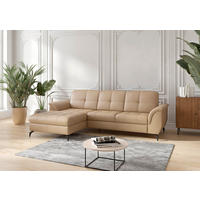 ECKSOFA ZORA E in Echtleder Cappuccino  164/262 cm  - Schwarz/Cappuccino, MODERN, Leder/Metall (164/262cm) - Sit & More