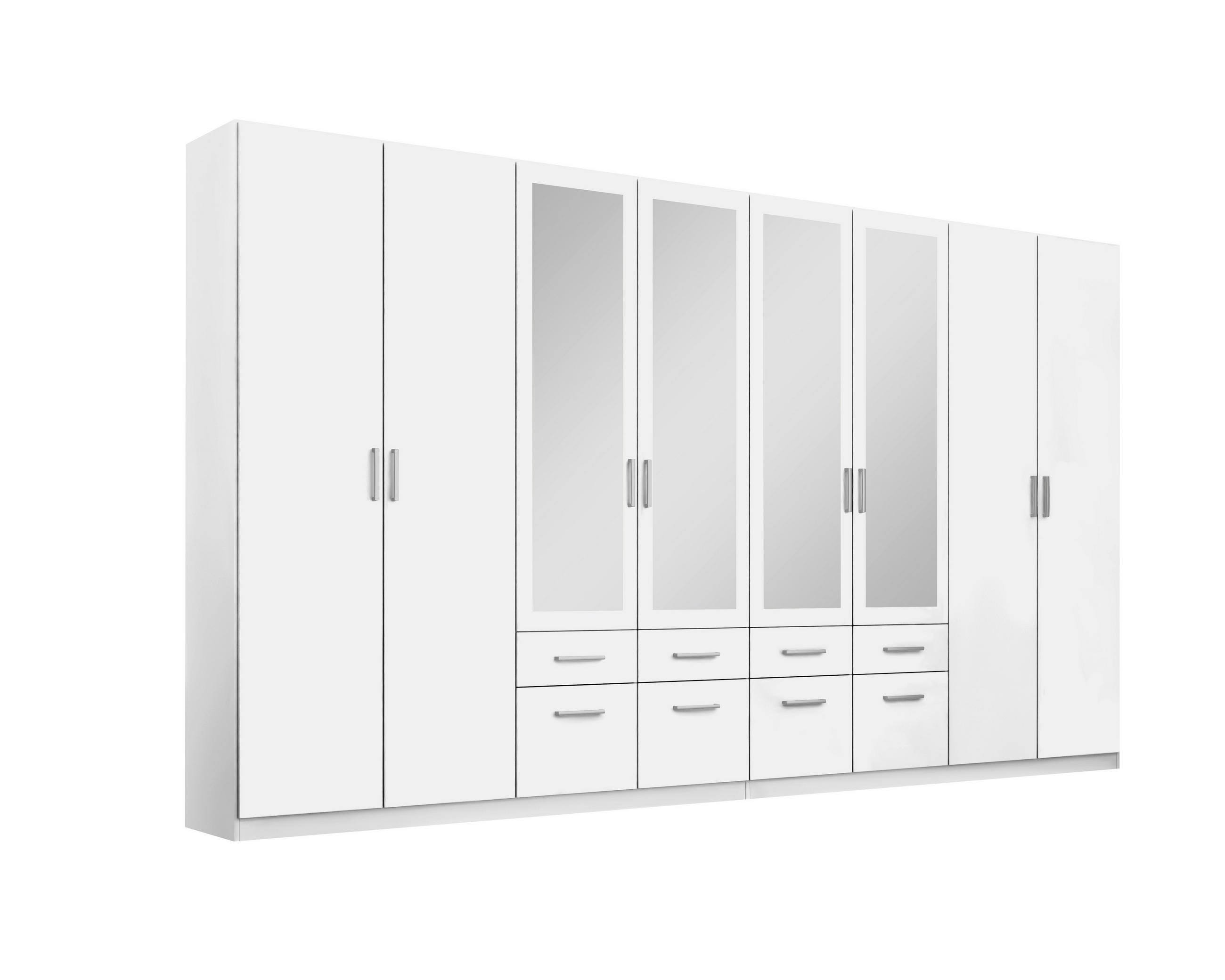 DREHTÜRENSCHRANK 360/229/54 cm 8-türig Weiß  - Alufarben/Weiß, MODERN, Holzwerkstoff/Kunststoff (360/229/54cm) - Rauch Möbel