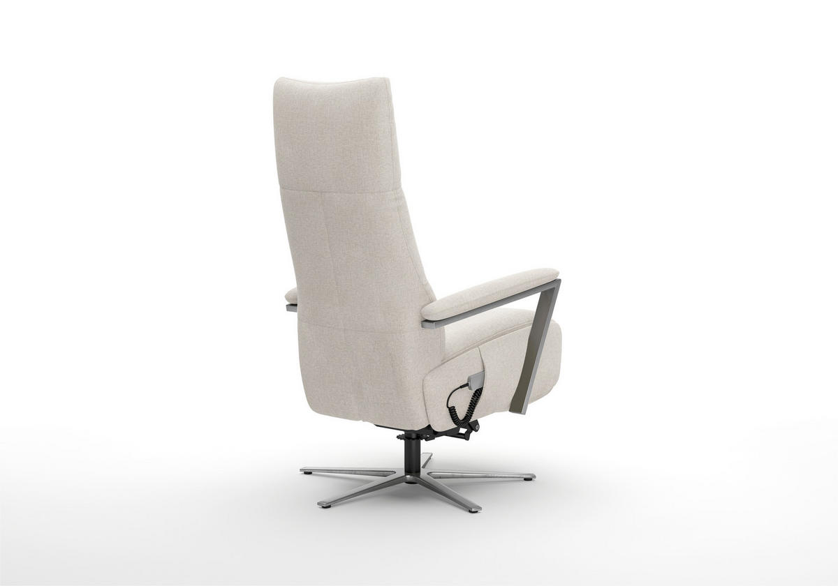 RELAXSESSEL TV VARIO COMFORT E M2 Flachgewebe Kopfteilverstellung, Rücken echt    - Silberfarben/Creme, Basics, Textil/Metall (70/126/85cm) - Sit & More