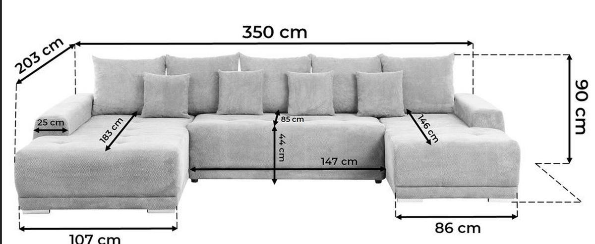 CANAPEA MODULARĂ textil bej  - argintiu/bej, Design, plastic/textil (203/350/180cm) - Carryhome