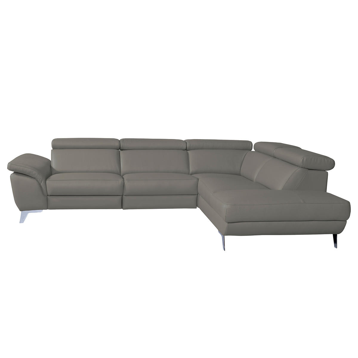 ECKSOFA  in Echtleder Grau  283/228 cm  - Silberfarben/Grau, Design, Leder/Metall (283/228cm) - Livetastic