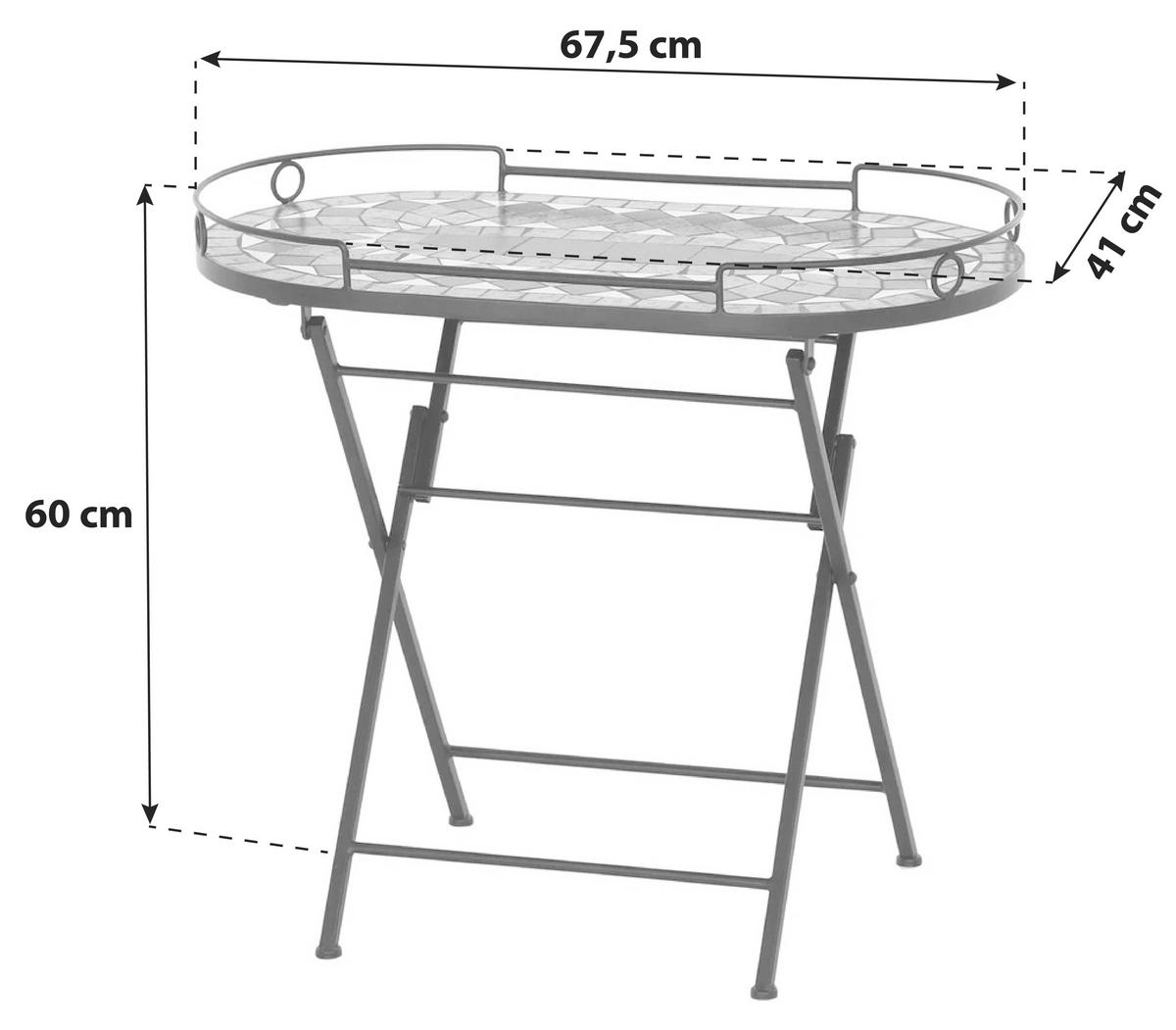 GARTENBEISTELLTISCH 67,5/41/60 cm Metall, Keramik  - Schwarz, KONVENTIONELL, Keramik/Metall (67,5/41/60cm) - Siena Garden