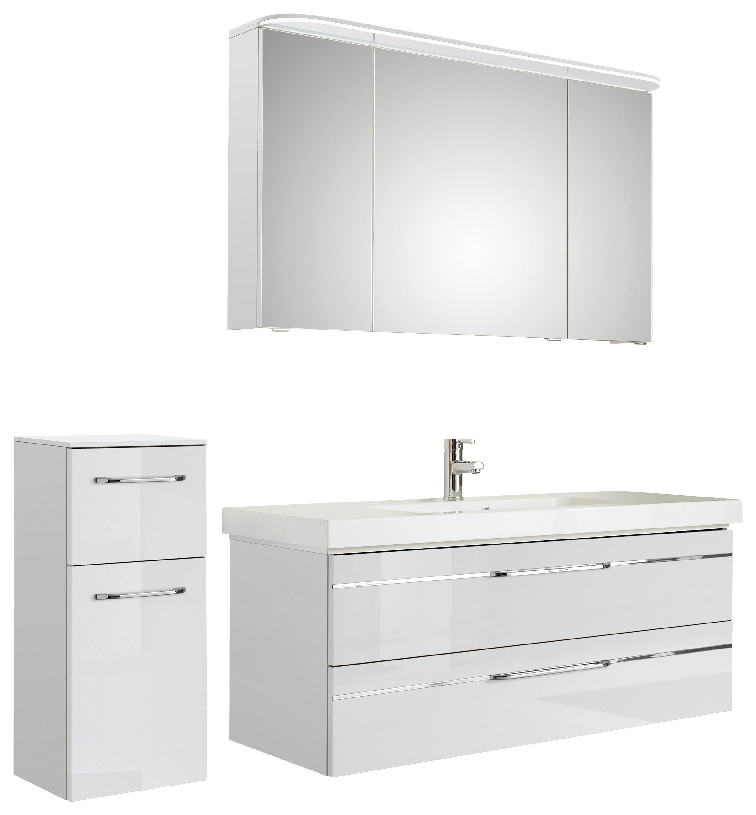 BADEZIMMER 4-teilig  in 153 cm  - Chromfarben/Weiß Hochglanz, KONVENTIONELL, Glas/Holzwerkstoff (153cm) - Pelipal