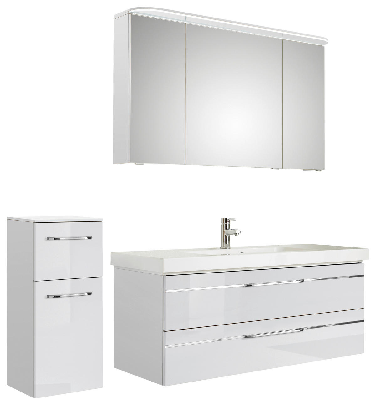 BADEZIMMER 4-teilig  in 153 cm  - Chromfarben/Weiß Hochglanz, KONVENTIONELL, Glas/Holzwerkstoff (153cm) - Pelipal