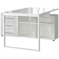 ROHOVÝ PÍSACÍ STÔL, biela, 160/146/76 cm - biela, Modern, kompozitné drevo/sklo (160/146/76cm) - Novel