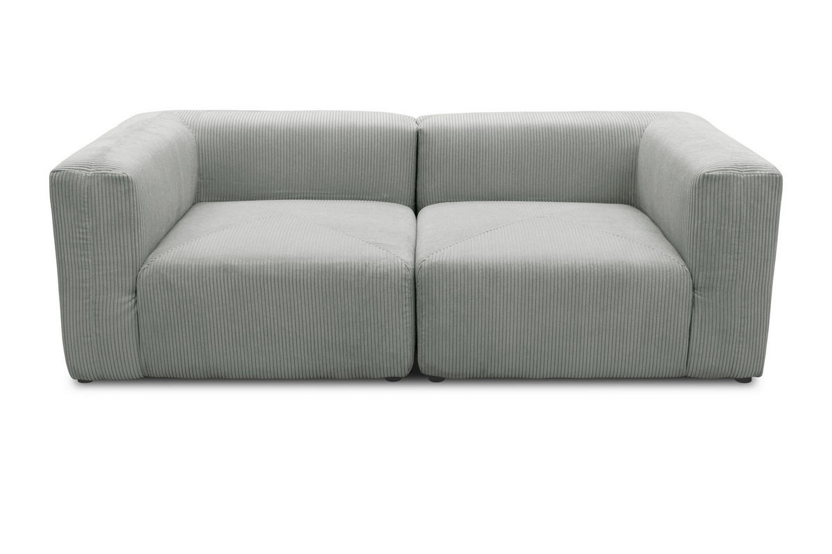 2-SITZER-SOFA Cord, Mikrofaser Hellgrau  - Hellgrau/Schwarz, Design, Kunststoff/Textil (216/69/108cm) - MID.YOU