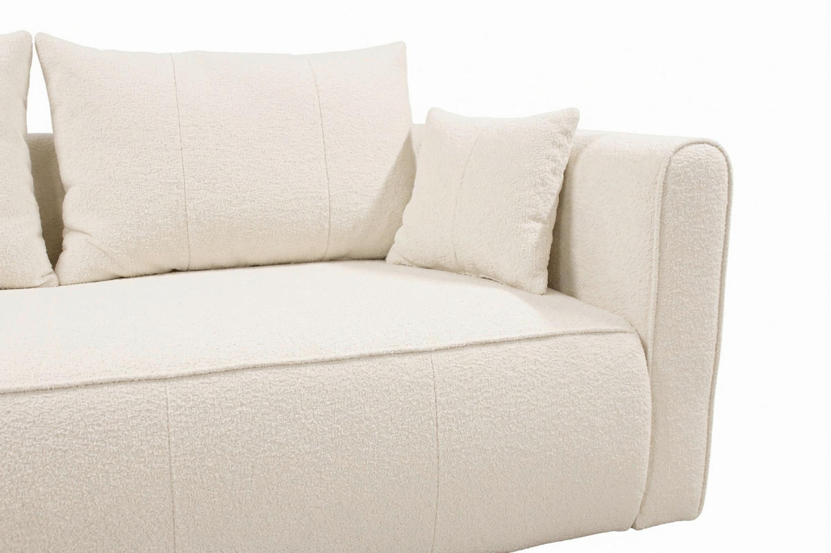 RÉCAMIERE HEVIA in Bouclé Creme  inkl.  - Creme/Schwarz, Design, Kunststoff/Textil (235/97/98cm) - MID.YOU
