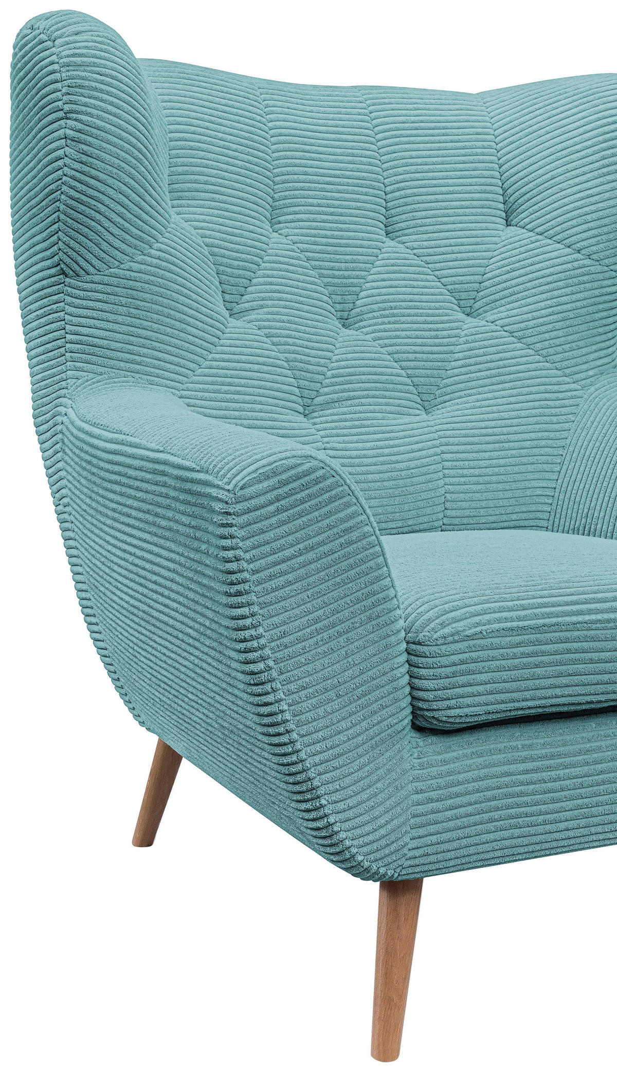 SESSEL in Cord Türkis  - Türkis/Eichefarben, Design, Holz/Textil (87/101/95cm) - Stylife