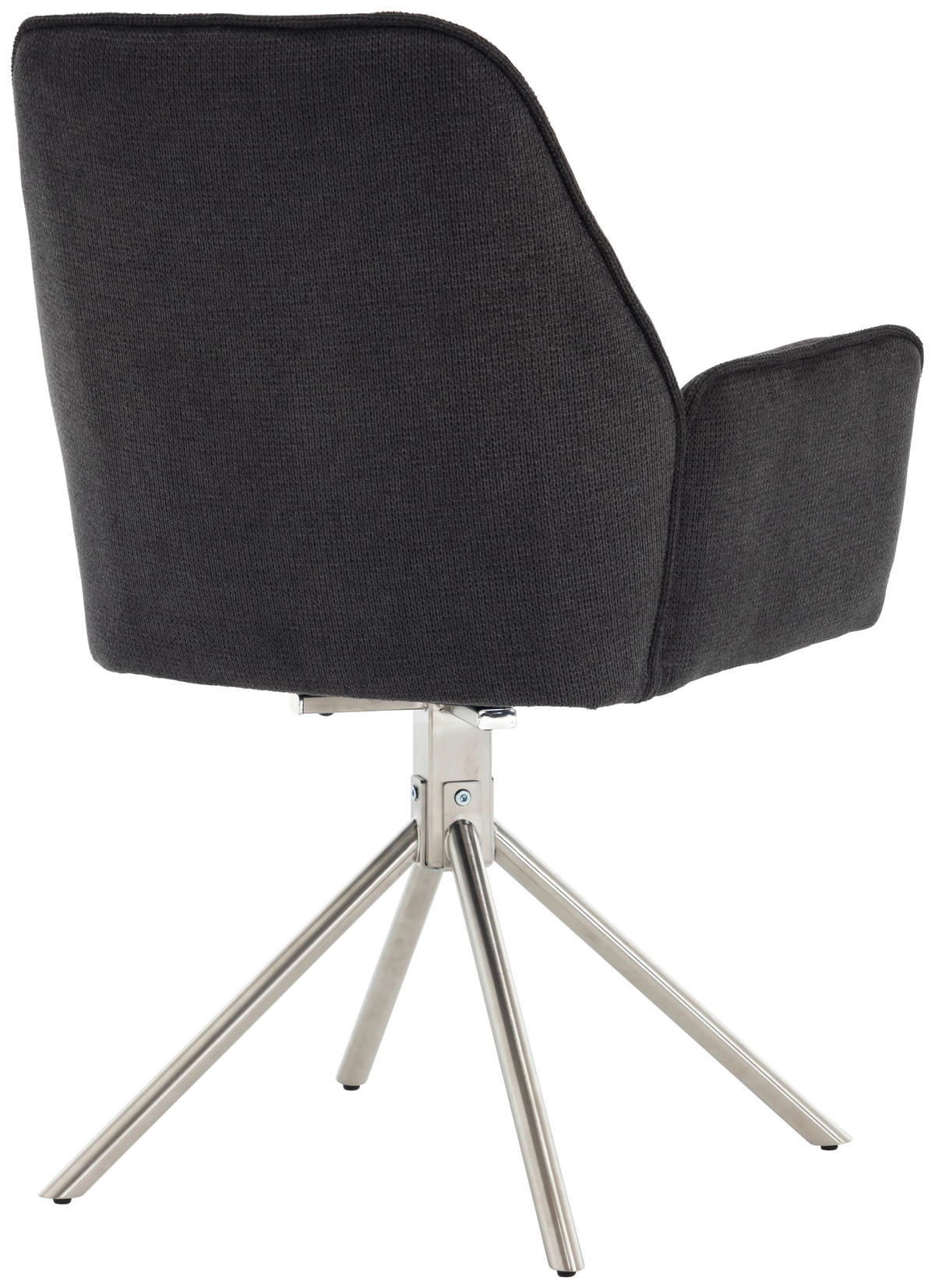 ARMLEHNSTUHL  Sitzfläche 180° drehbar, automatische Rückholfunktion Chenille  - Edelstahlfarben/Anthrazit, MODERN, Textil/Metall (60/89/64cm) - Livetastic