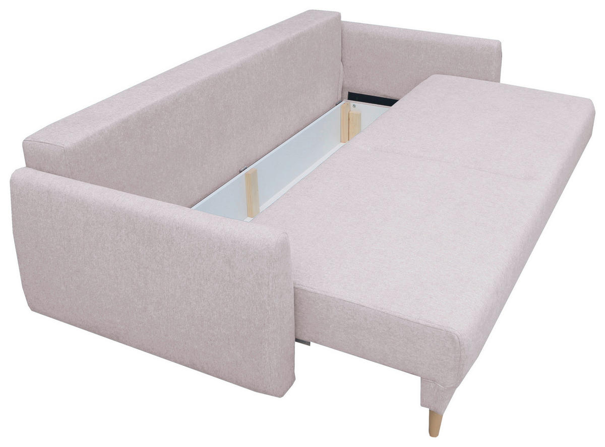 SCHLAFSOFA  mit Liegefunktion, Schlafen auf Sitzhöhe, Rücken echt Webstoff Rosa  - Buchefarben/Rosa, KONVENTIONELL, Holz/Textil (220/90/95cm) - Carryhome