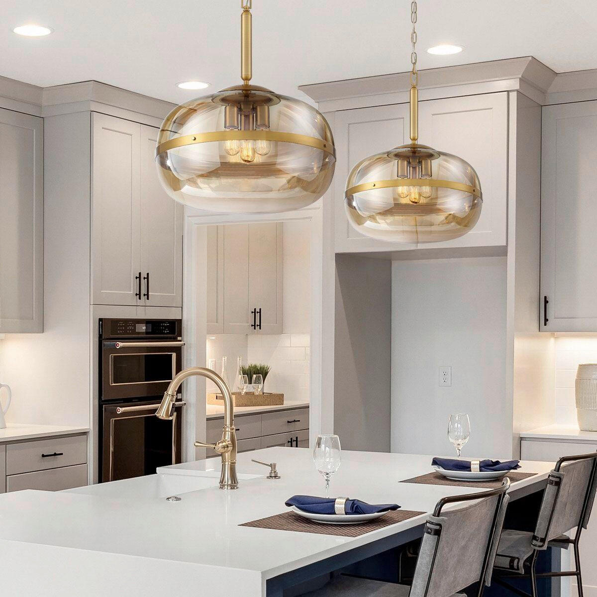 PENDELLEUCHTE Eurofase 51/66 cm   - Messingfarben, KONVENTIONELL, Glas/Metall (51/66cm) - Elstead Lighting