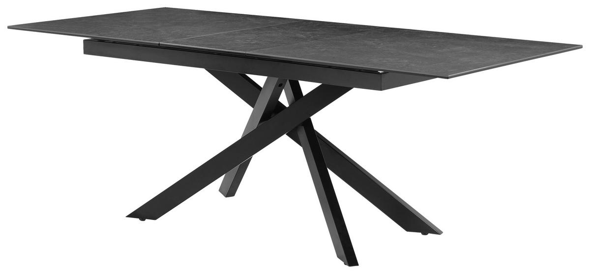 ESSTISCH 168-210/90/76 cm  Metall, Glas, Keramik ausziehbar rechteckig Grau, Schwarz  - Schwarz/Grau, MODERN, Glas/Keramik (168-210/90/76cm) - P & B