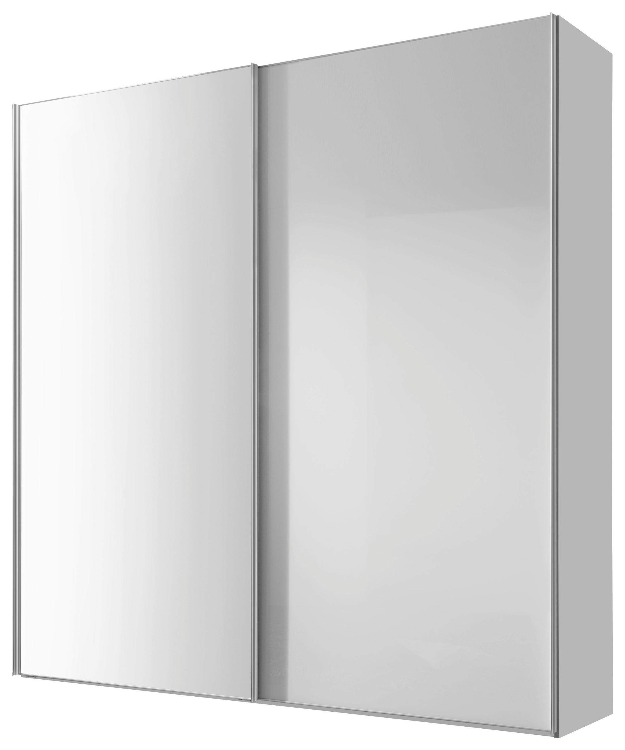 SCHWEBETÜRENSCHRANK in Weiss  - Chromfarben/Weiss, Basics, Glas/Holzwerkstoff (200/222/68cm) - Moderano