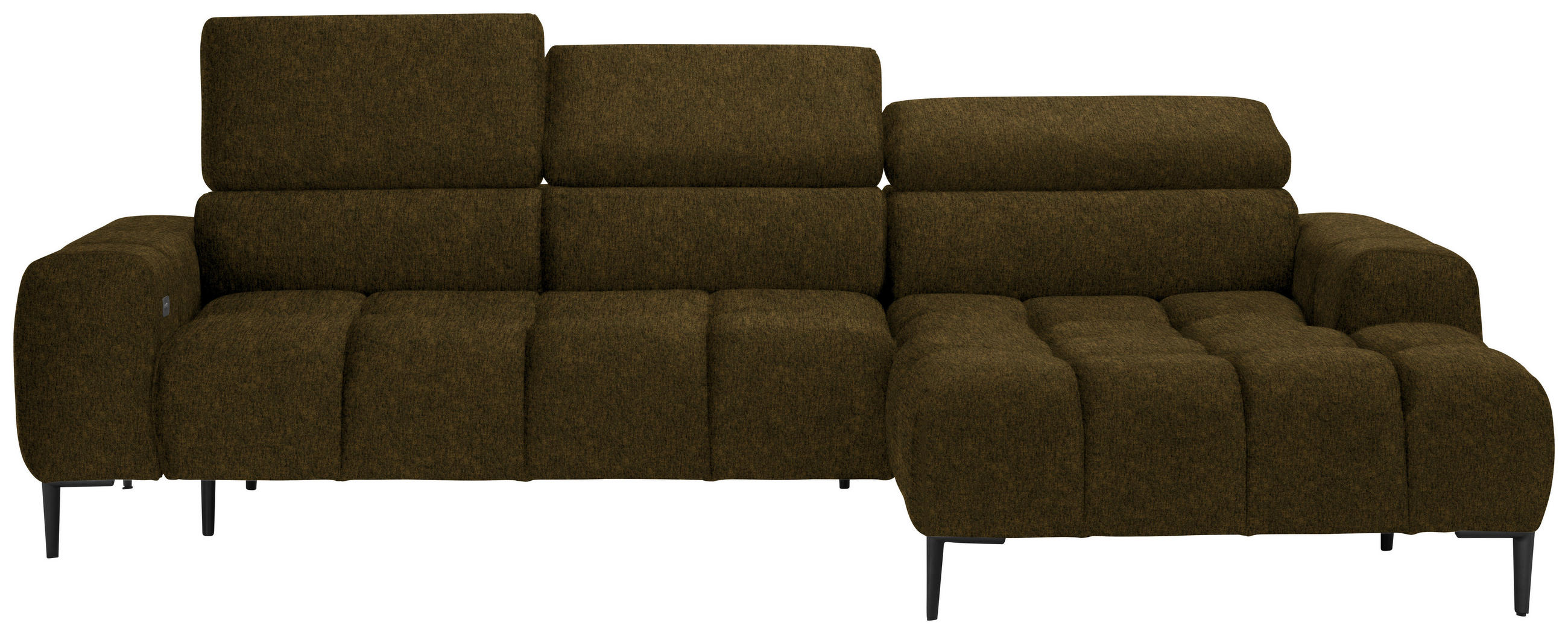 ECKSOFA Olivgrün Samt, Webstoff  - Schwarz/Olivgrün, Design, Textil/Metall (270/177cm) - Welnova