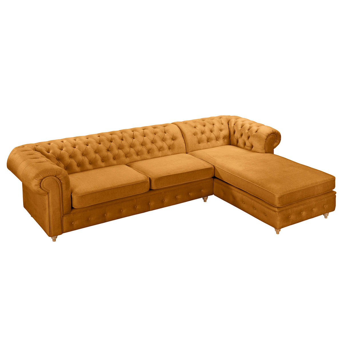 ECKSOFA Laura Bernsteinfarben Mikrofaser  - Bernsteinfarben/Braun, Design, Holz/Textil (284/182cm) - P & B