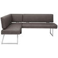 ECKBANK 160/173 cm  in Braun, Edelstahlfarben  - Edelstahlfarben/Braun, Design, Textil/Metall (160/173cm) - Dieter Knoll