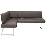 ECKBANK 160/196 cm Mikrofaser Braun, Edelstahlfarben Metall   - Edelstahlfarben/Braun, Design, Textil/Metall (160/196cm) - Dieter Knoll