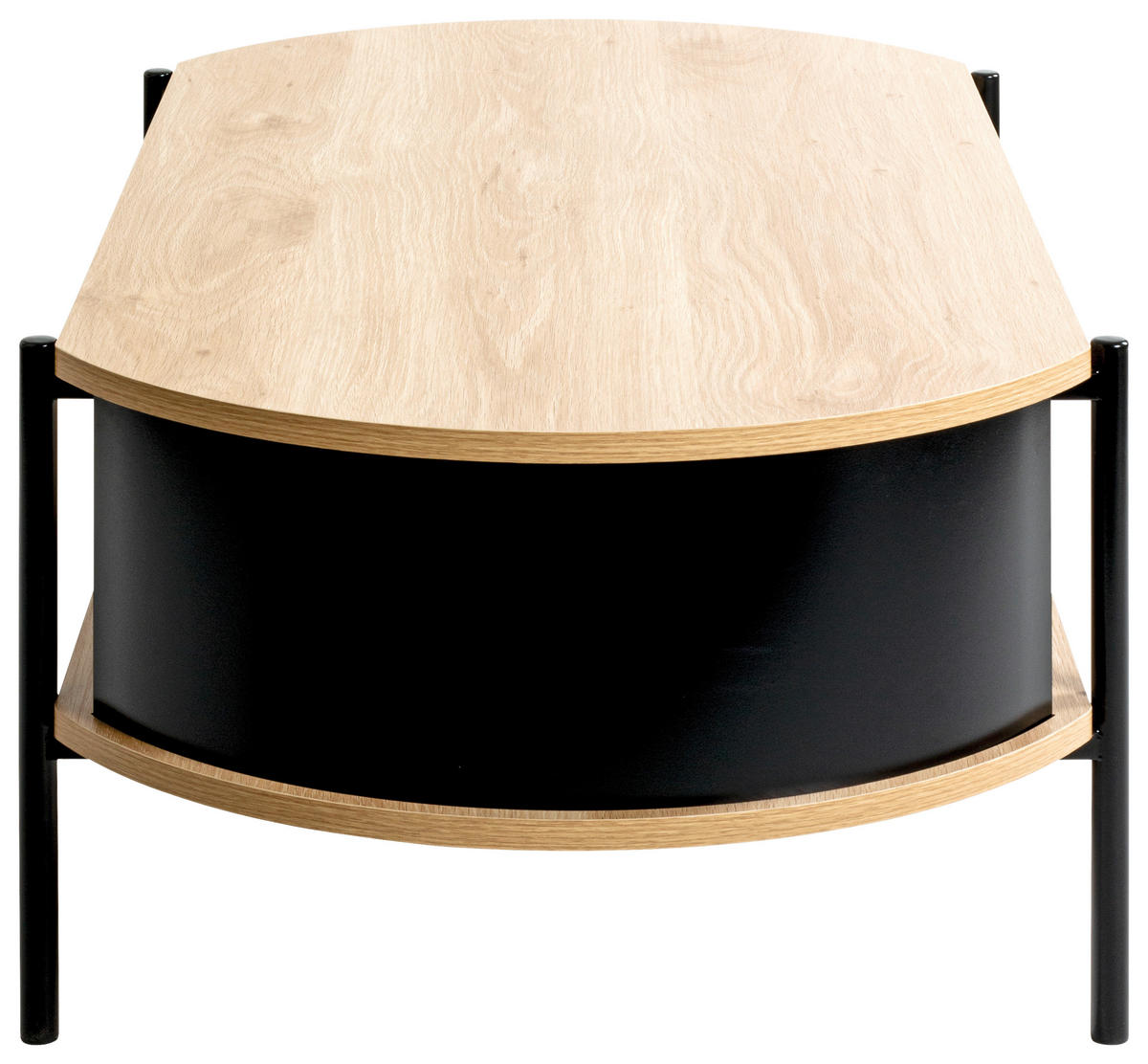 COUCHTISCH 100/54/37 cm oval Schwarz, Eichefarben  - Eichefarben/Schwarz, Trend, Holzwerkstoff/Metall (100/54/37cm)