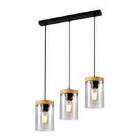 PENDELLEUCHTE 52/12/100 cm  - Eichefarben/Schwarz, KONVENTIONELL, Glas/Metall (52/12/100cm)