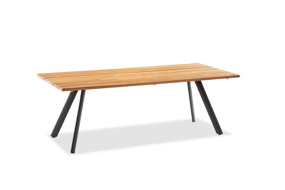 GARTENTISCH 220/95/76 cm  - Anthrazit/Teakfarben, Design, Holz/Metall (220/95/76cm)