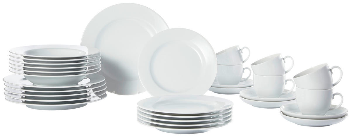 KOMBINOVANÝ SERVIS Rondo 30-dielne  - biela, Basics, keramika - Seltmann Weiden
