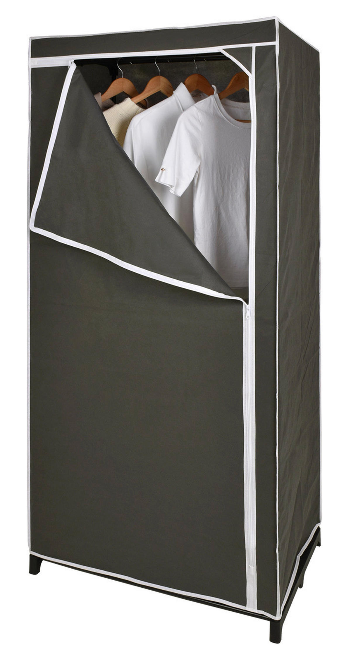 STOFFSCHRANK in Grau  - Grau, Basics, Kunststoff/Textil (75/160/50cm) - Carryhome