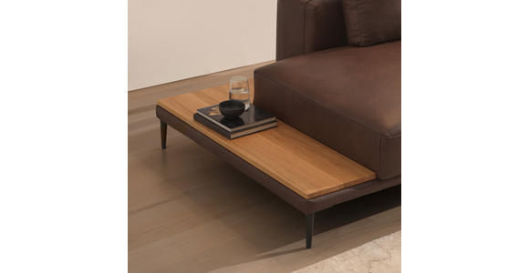 ECKSOFA in Echtleder Dunkelbraun 201/304 cm - Dunkelbraun/Schwarz, Design, Leder/Metall (201/304cm) - Emilio Belluti
