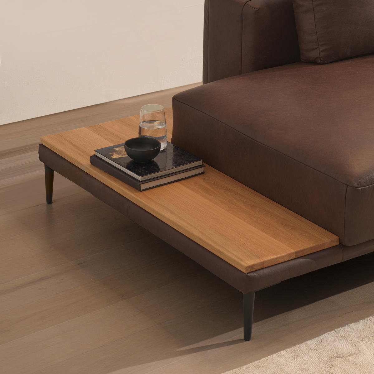 ECKSOFA in Echtleder Dunkelbraun  - Dunkelbraun/Schwarz, Design, Leder/Metall (304/201cm) - Emilio Belluti