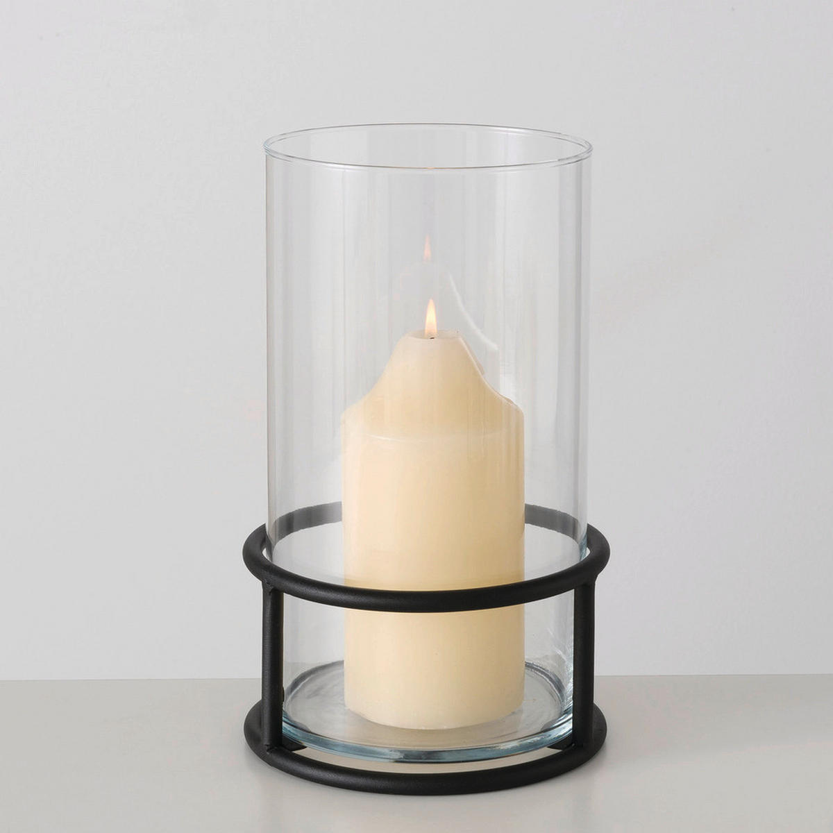 WINDLICHT Schwarz 18/30 cm  - Schwarz, Basics, Glas/Metall (18/30cm) - Boltze Home