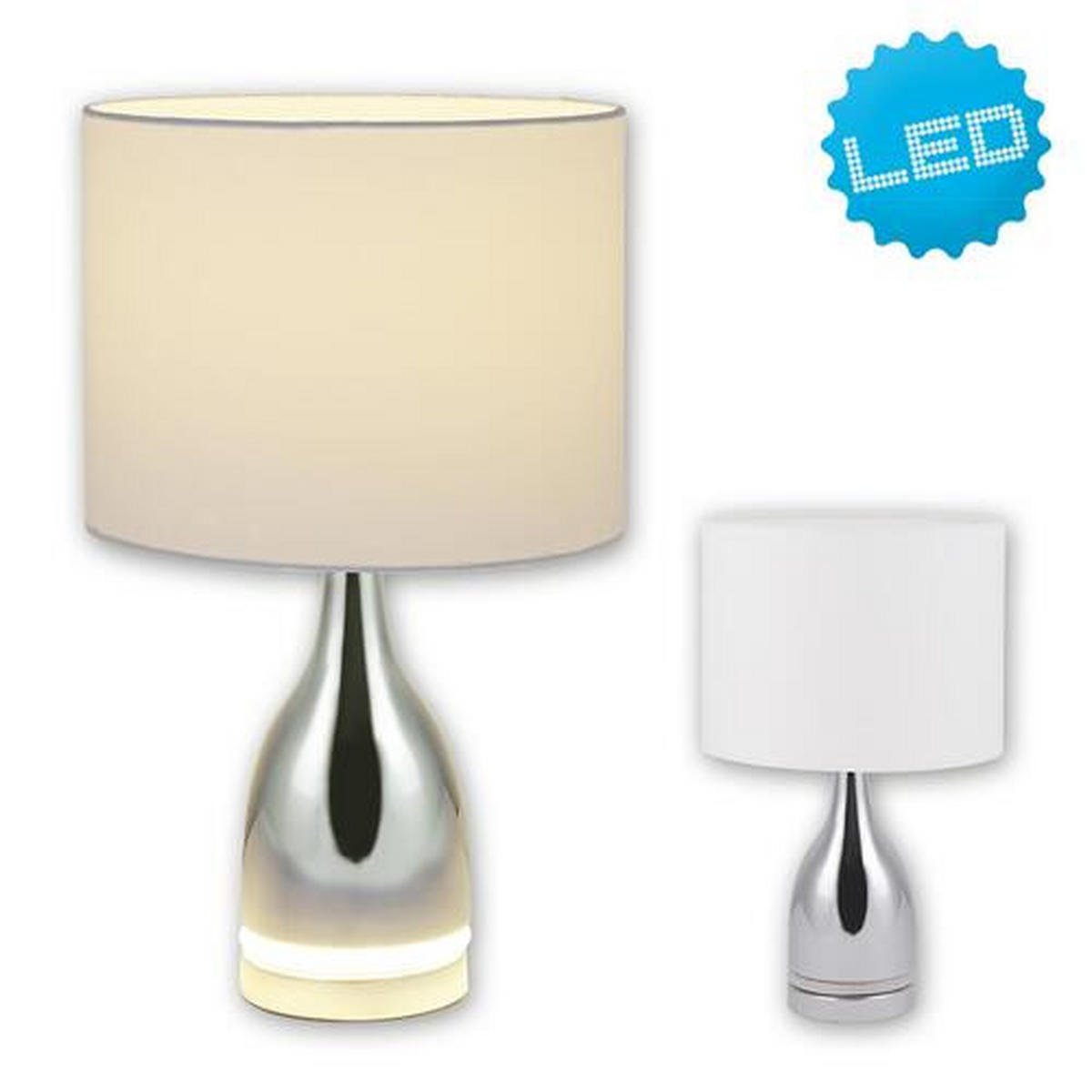 LED-TISCHLEUCHTE 25/43,5 cm   - Chromfarben/Weiß, KONVENTIONELL, Kunststoff/Textil (25/43,5cm) - Näve