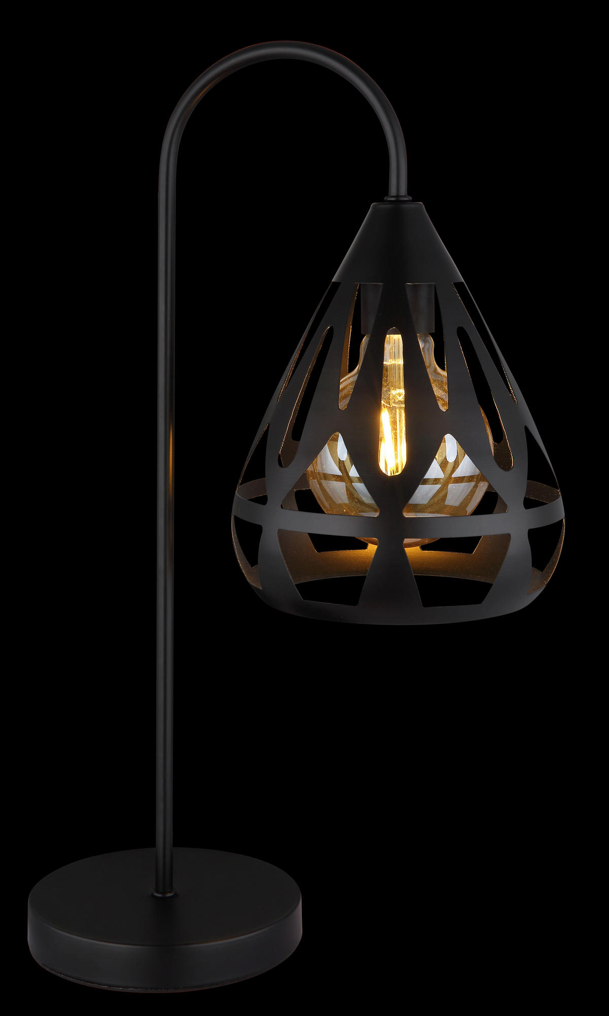 TISCHLEUCHTE 28/17/48 cm   - Schwarz, Design, Kunststoff/Metall (28/17/48cm) - Globo