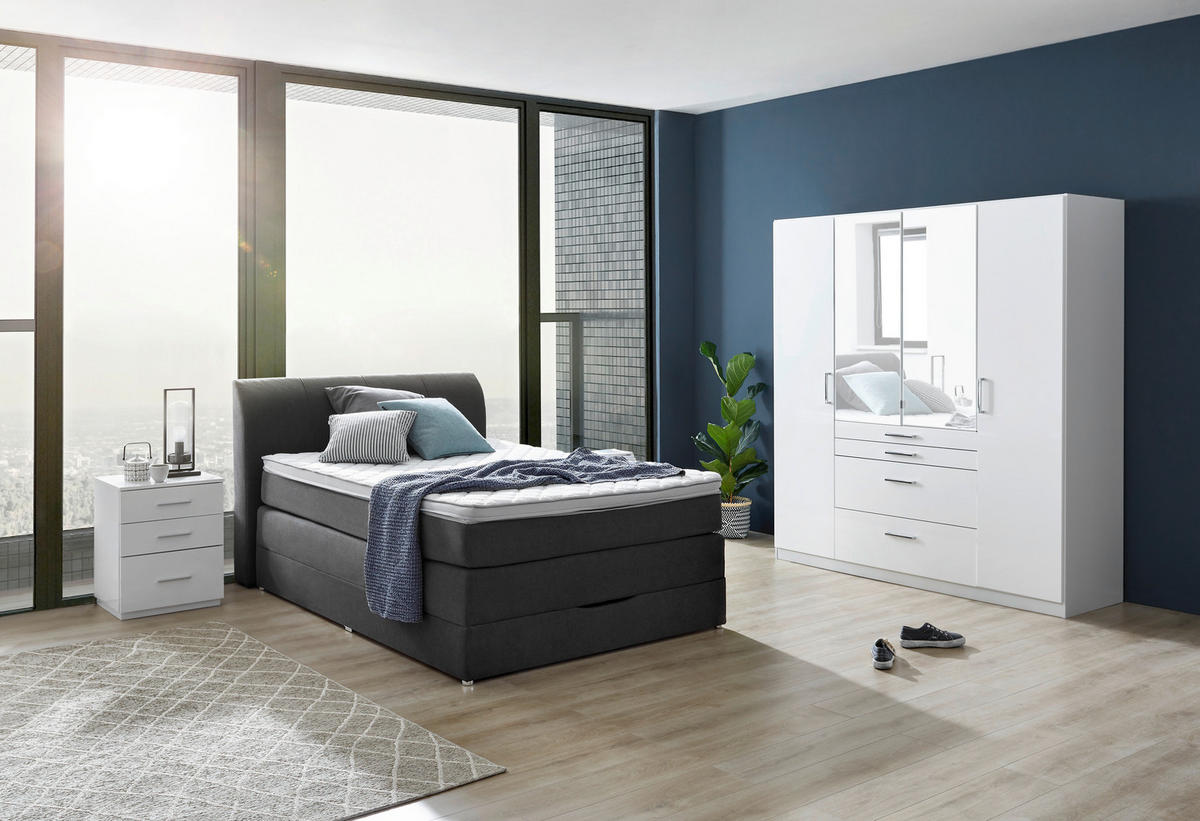BOXSPRINGBETT 100/200 cm  in Anthrazit  - Anthrazit, Konventionell, Textil (100/200cm) - Carryhome