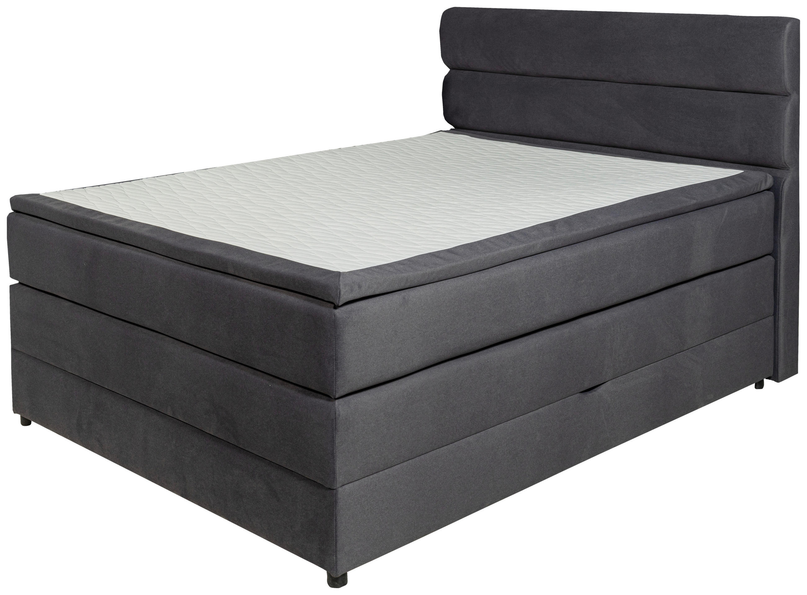 Pat boxspring 140x200 cm  in antracit  - antracit/negru, Modern, material pe bază de lemn (140/110/215cm) - Hom`in