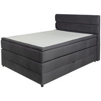 Pat boxspring 140x200 cm  in antracit  - antracit/negru, Modern, material pe bază de lemn (140/110/215cm) - Hom`in