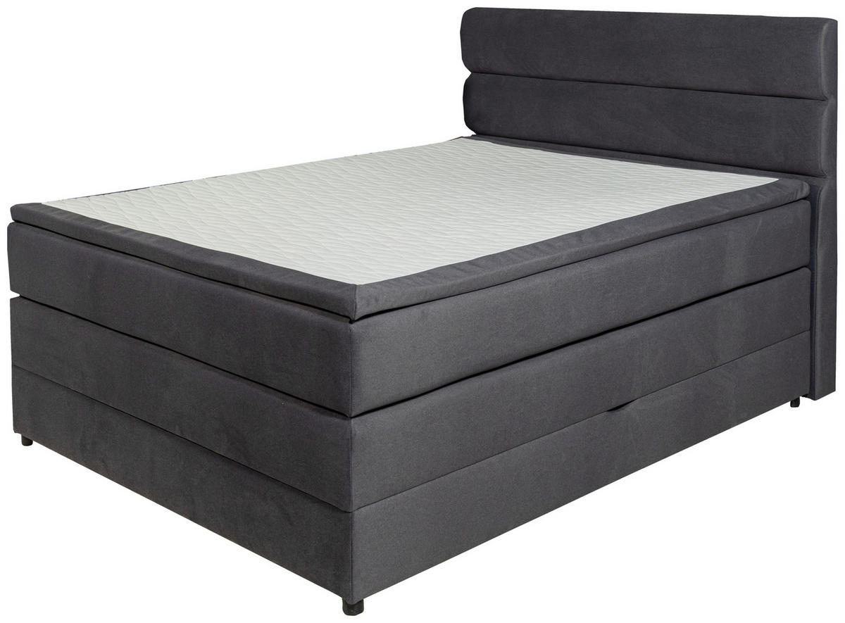 Pat boxspring 140x200 cm  in antracit  - antracit/negru, Modern, material pe bază de lemn (140/110/215cm) - Hom`in