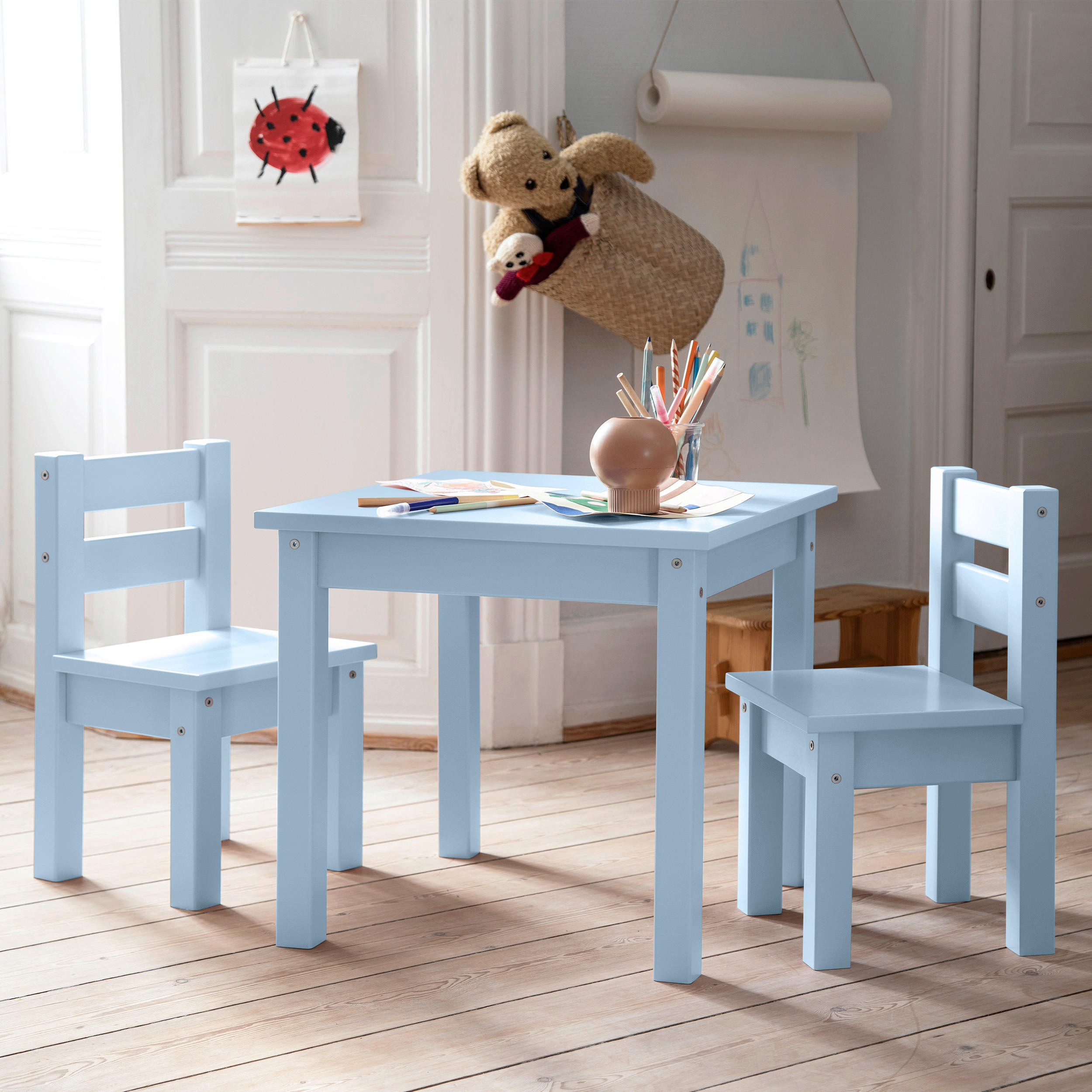 KINDERSITZGRUPPE Pastellblau  - Pastellblau, MODERN, Holz - MID.YOU