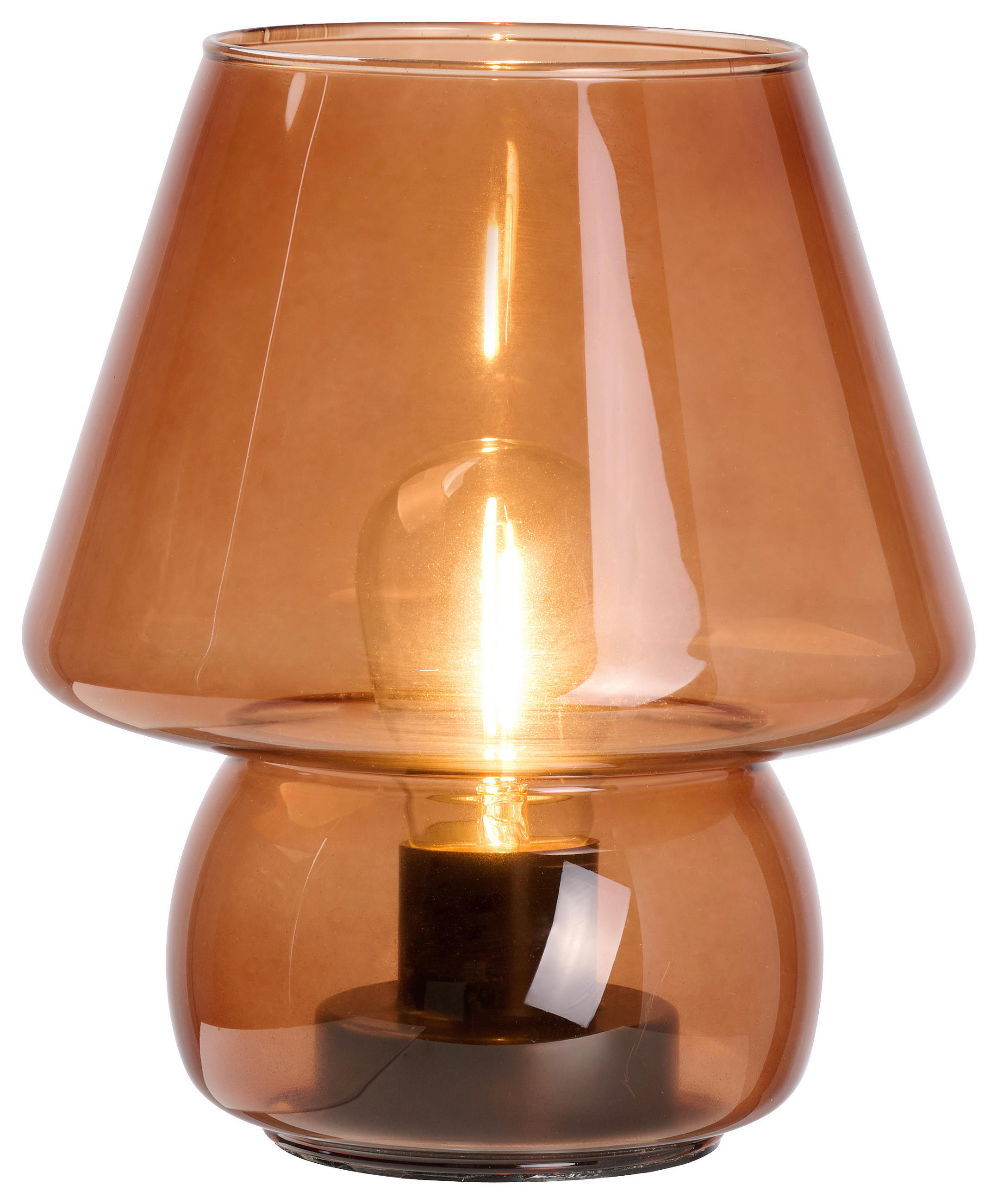 LED-TISCHLEUCHTE - Dunkelorange, Trend, Glas/Kunststoff (15/17cm) - Ambia Home