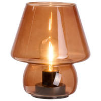 STOLNÁ LED LAMPA, E27, 15/17 cm  - tmavooranžová, Trend, plast/sklo (15/17cm) - Ambia Home