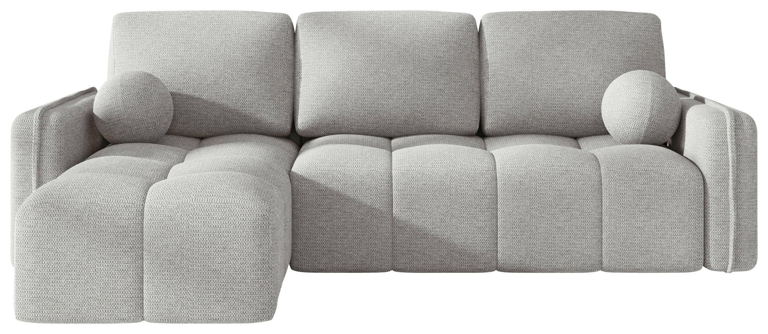 ECKSOFA  in Flachgewebe Hellgrau  - Hellgrau/Schwarz, MODERN, Kunststoff/Textil (142/240cm) - Carryhome