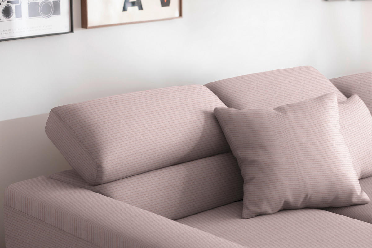 ECKSOFA Cord Rosa  - Schwarz/Rosa, Design, Textil/Metall (215-217/293cm) - Schöner Wohnen