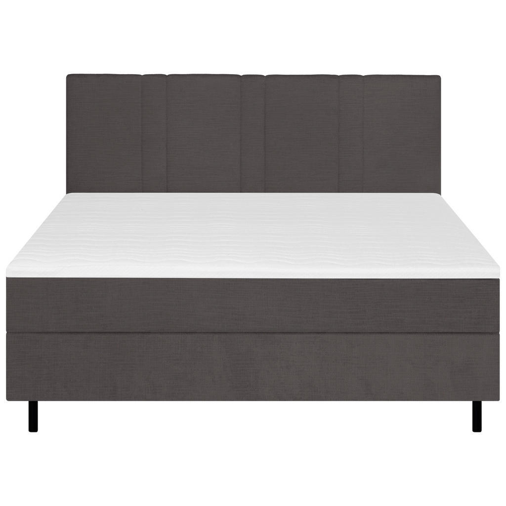 Thumbnail - Welnova Boxspringbett, Anthrazit, Textil, Tanne, H3 + H4, 7-Zonen, Höhe ca. 19 cm, 160x200 cm, Topper durchgehend, Partn...