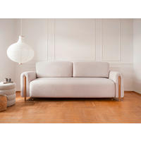 SCHLAFSOFA in Bouclé Naturfarben, Beige  - Eichefarben/Beige, Design, Holz/Textil (244/97/97cm) - MID.YOU