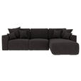 ECKSOFA in Lederlook Dunkelbraun  - Chromfarben/Dunkelbraun, KONVENTIONELL, Kunststoff/Textil (293/195cm) - Carryhome