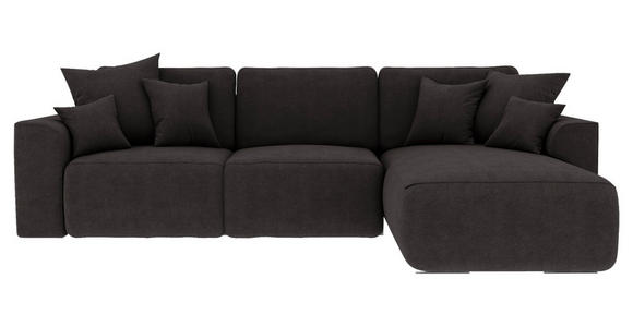 ECKSOFA Dunkelbraun Lederlook  - Chromfarben/Dunkelbraun, KONVENTIONELL, Kunststoff/Textil (293/195cm) - Carryhome