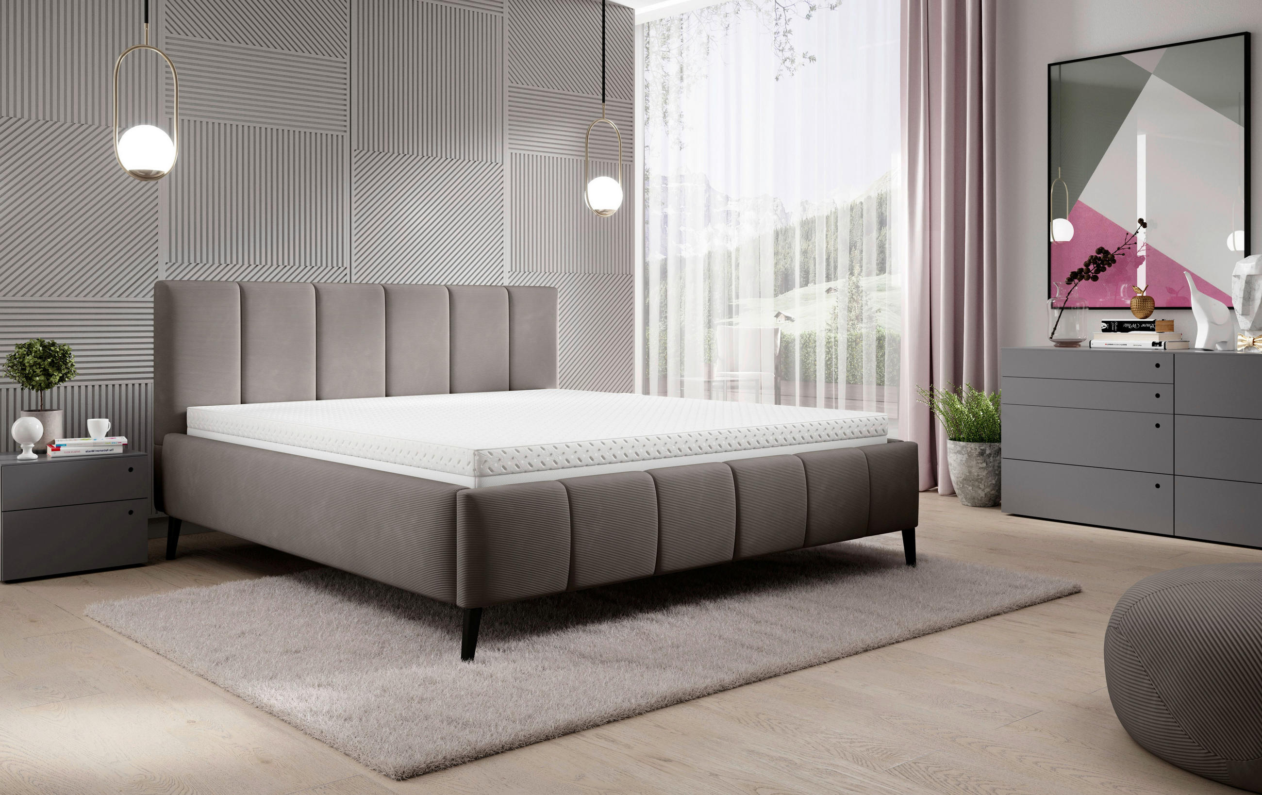 POLSTERBETT 160/200 cm  in Braun  - Schwarz/Naturfarben, Trend, Holz/Textil (160/200cm) - home24