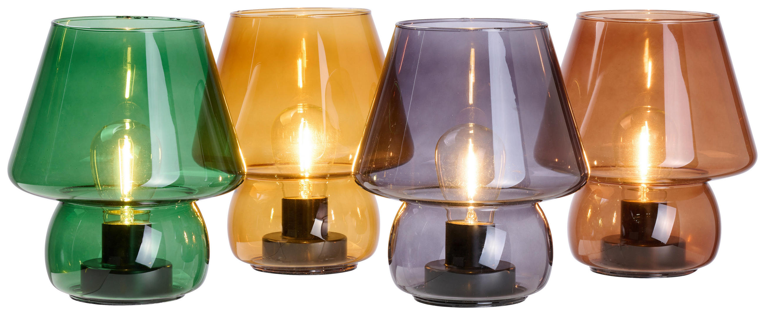STOLNÍ LED LAMPA, E27, 15/17 cm - tmavě zelená, Trend, plast/sklo (15/17cm) - Ambia Home
