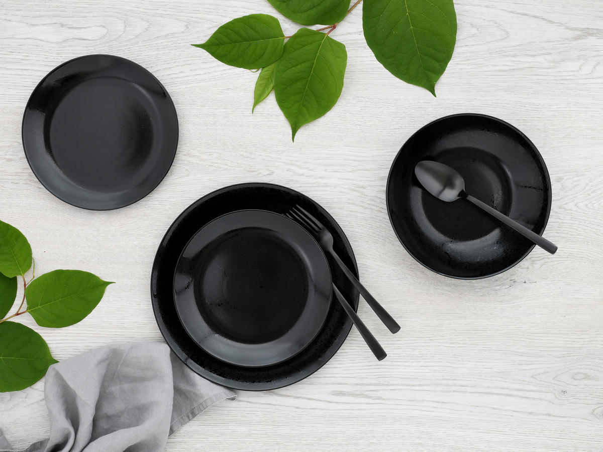 JÍDELNÍ SOUPRAVA,  - černá, Basics, sklo (32/32/14cm) - Creatable