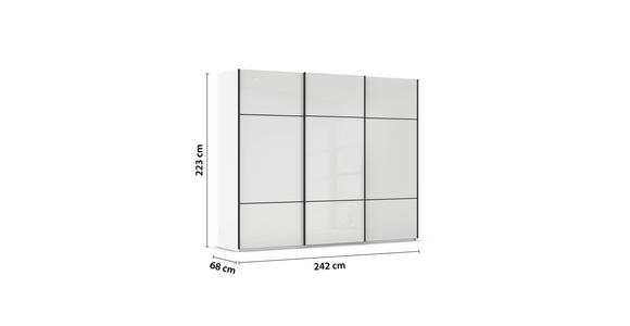 SCHWEBETÜRENSCHRANK in Weiß - Schwarz/Weiß, KONVENTIONELL, Glas/Holzwerkstoff (242/223/68cm) - Novel