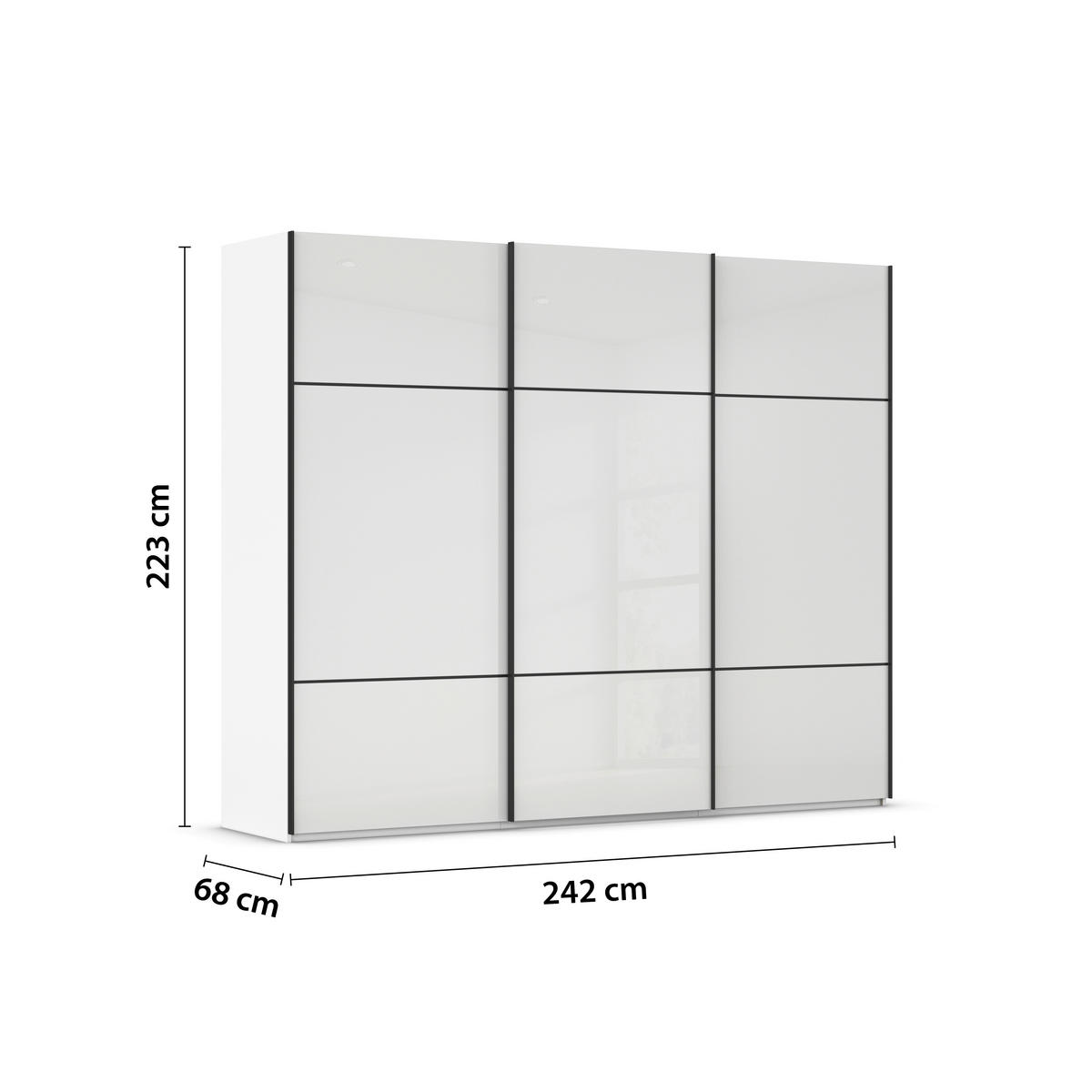 SCHWEBETÜRENSCHRANK in Weiss  - Weiss/Schwarz, Konventionell, Glas/Holzwerkstoff (242/223/68cm) - Novel